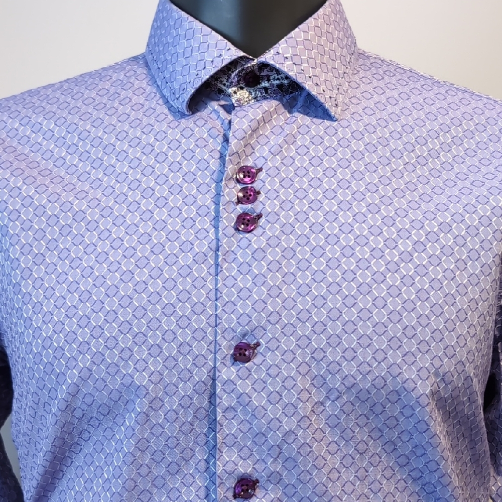 Au Noir Lilac Geometric Dress Shirt